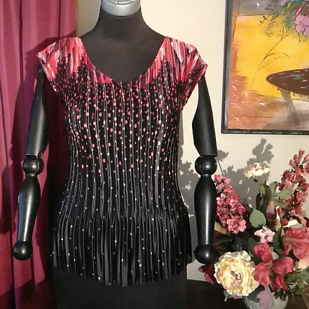 Milano Women's Red & Black Dress Blouse Size S